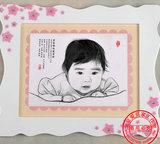 【北京爱贝家】婴儿纪念 宝宝 胎毛画 【10寸素描A】