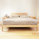 简约现代实木双人床白橡白蜡木简易环保时尚原木床定制北欧家居床