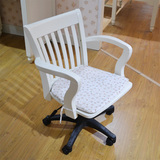 韩式白色田园家具书房家具配套转椅实木椅子 可升降电脑椅LS901#