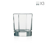 弓箭正品乐美雅八角玻璃杯套装直身杯200ML水杯饮料杯3只套装