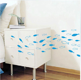 地中海墙贴创意厨房DIY小鱼客厅衣柜餐厅浴室蓝色梦幻海洋贴纸画
