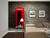 砖块电话亭电视沙发背景墙大型壁画 现代简约风格墙纸无纺布壁纸