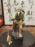 陶瓷渔翁得利姜太公钓鱼人物陶瓷摆设 假山盆景配套陶瓷工艺品