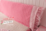 粉色玫瑰绒 蕾丝床头套 床头软包床头罩 韩版公主家纺床头靠背罩