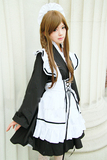 黑白色侍女犬夜叉巫女cosplay日本和服装咖啡厅lolita长袖女仆装