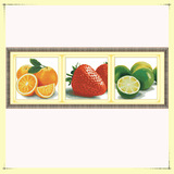 十字绣橙草莓柠檬三联画餐厅水果挂画机绣成品简约现代绣好的刺绣