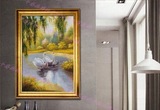 欧式风景现代装饰画挂画手绘油画客厅卧室玄关婚庆画墙画-天鹅湖