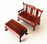 红酸枝福字双人椅茶几红木工艺品明清微缩沙发微型家具模型小摆件