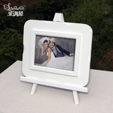 7寸白色带支架创意艺术立体婚纱结婚礼物特价影楼热销木相框摆台