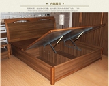 中格特价橡木实木板高箱储物1.8米2米双人床简约现代中式家具骨架