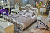 欧式新古典公主床奢华双人床婚床后现代实木雕花床 金银箔床特价