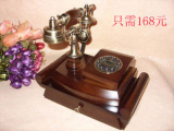 皇冠特价高档摆设正品实木电话机仿古复古电话带抽屉座机来电显示
