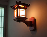中式壁灯/仿古壁灯古典实木艺雕花羊皮壁灯 /酒店过道壁灯小房子