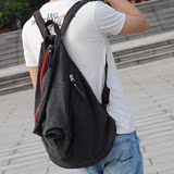 韩版新款时尚个性男女士双肩包 休闲帆布大容量书包 男式潮流背包