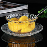 玻璃碗盘子透明冰激凌冰淇淋玻璃沙拉碗果酱餐具碗中式套装甜品碗