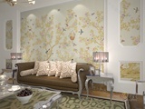客厅壁画/沙发背景墙 欧式 真丝手绘壁纸 外贸大型花鸟墙纸 gb-67