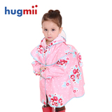 hugmii儿童雨衣韩国公主风环保雨披宝宝印花朵背书包穿女童雨具