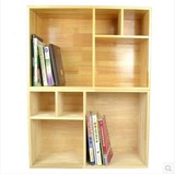 特价简约自由组合格子松木书柜置物收纳大小柜子儿童书橱书架实木