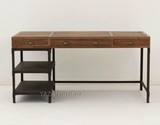 北欧原木环旧电脑桌复古工作桌子美式复古茶桌办公桌抽屉设计书桌