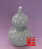 景德镇瓷器花瓶豆青手工雕刻葫芦瓶陶瓷工艺品家居装饰包邮