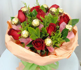 情人节订花婚庆求爱生日鲜花红玫瑰金莎巧克力花束周年纪念送老婆
