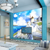 无缝大型壁画地中海风格手绘油画墙纸 客厅电视沙发背景墙壁纸361