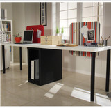 简约现代促销加长人造板双人电脑桌写字台办公桌组装可定制