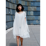 原创设计师品牌唯美飘逸浪漫雪纺白色连衣裙长裙女装