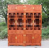中式仿明清古典红木家具 非洲黄花梨木书柜 实木四季花明式书架