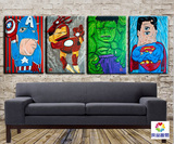 毕加索美式卡通英雄联盟餐厅客厅沙发背景墙无框画装饰画油画墙壁