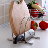 不锈钢厨房台面刀架砧板架 桌面多功能切菜板架 台式锅盖置物架子