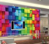 KTV壁纸酒吧背景墙无缝大型壁画彩色方块3D无缝工装墙纸