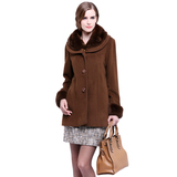 乔万尼2015冬季纯色保暖呢子大衣显瘦外套羊毛大衣女中长款厚