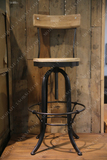 美式工业复古风实木吧台椅铁艺吧椅吧凳高脚椅可升降旋转做旧现货