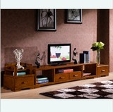 全实木电视柜 中式实木地柜 2.8米电视柜 美式电视柜 橡木电视柜