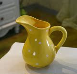 花瓶花器餐桌办公桌茶几摆放田园陶瓷花瓶  温馨可爱暖黄白陶瓷瓶