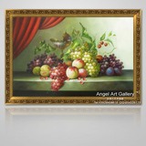 欧式高档静物油画 纯手绘葡萄水果有框画  别墅书房装饰画 GN1045