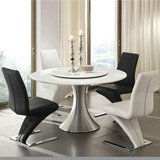 大理石餐桌不锈钢圆桌椅旋转云灰石餐台饭桌接待洽谈桌咖啡桌椅子