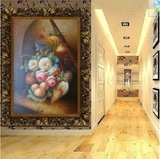 现代卧室装饰画玄关竖版无框画客厅欧式画餐厅有框画古典花卉油画