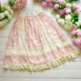 B2747 纱裙半身裙中长裙粉色超仙半裙蕾丝裙雪纺裙波西米亚沙滩裙