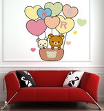 墙贴王 高级环保可移除墙贴 儿童房卧室客厅墙贴 热气球 轻松熊