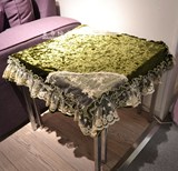 高档欧式金丝绒圆桌蕾丝餐桌布台布布艺茶几床头柜盖布绿色可定做