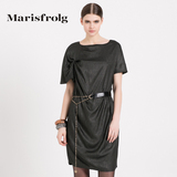 Marisfrolg玛丝菲尔 收腰褶皱不对称连衣裙 专柜正品秋冬女装