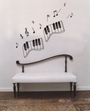 T517 学校音乐符号教室墙贴画客厅钢琴黑白键 培训琴行 钢琴音符