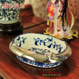 墨菲 弗洛戈蓝西洋风欧式时尚创意个性电镀银青花陶瓷烟缸烟灰缸