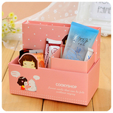 韩国可爱女孩妞子纸质桌面收纳盒 文具化妆品整理储物盒 可爱笔筒