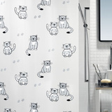 欧式Spirella正品灰色卡通猫卫生间浴帘防水浴室拉帘隔断帘包邮