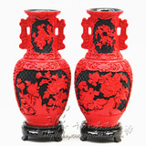 中国特色传统手工艺 北京漆雕花瓶 雕漆花瓶 婚庆礼品 送老外礼品