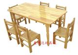 幼儿园课桌椅子 儿童原木长方形六人桌 学校原木桌子 橡木桌椅
