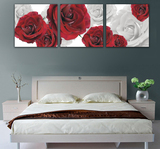H黑白玫瑰 客厅装饰画墙画壁画挂画 时尚卧室床头三联板画无框画